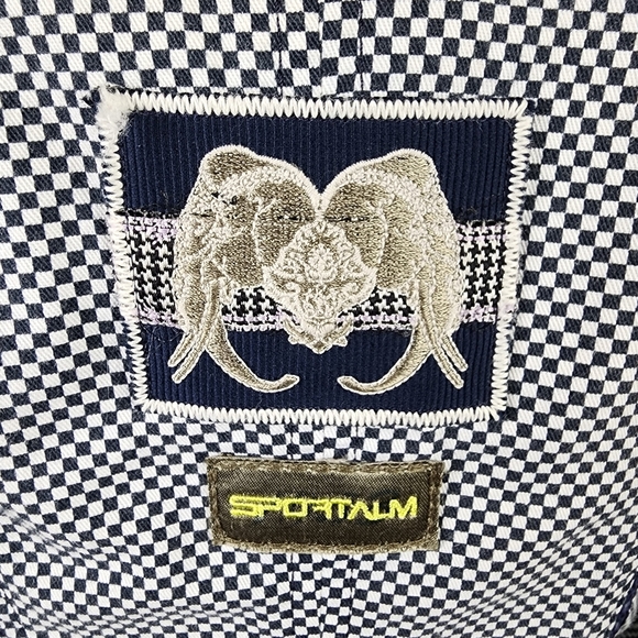 Sportalm Indian Rhapsody Fitted Bomber Jacket Navy White Checker Size 36/Small - Picture 3 of 16